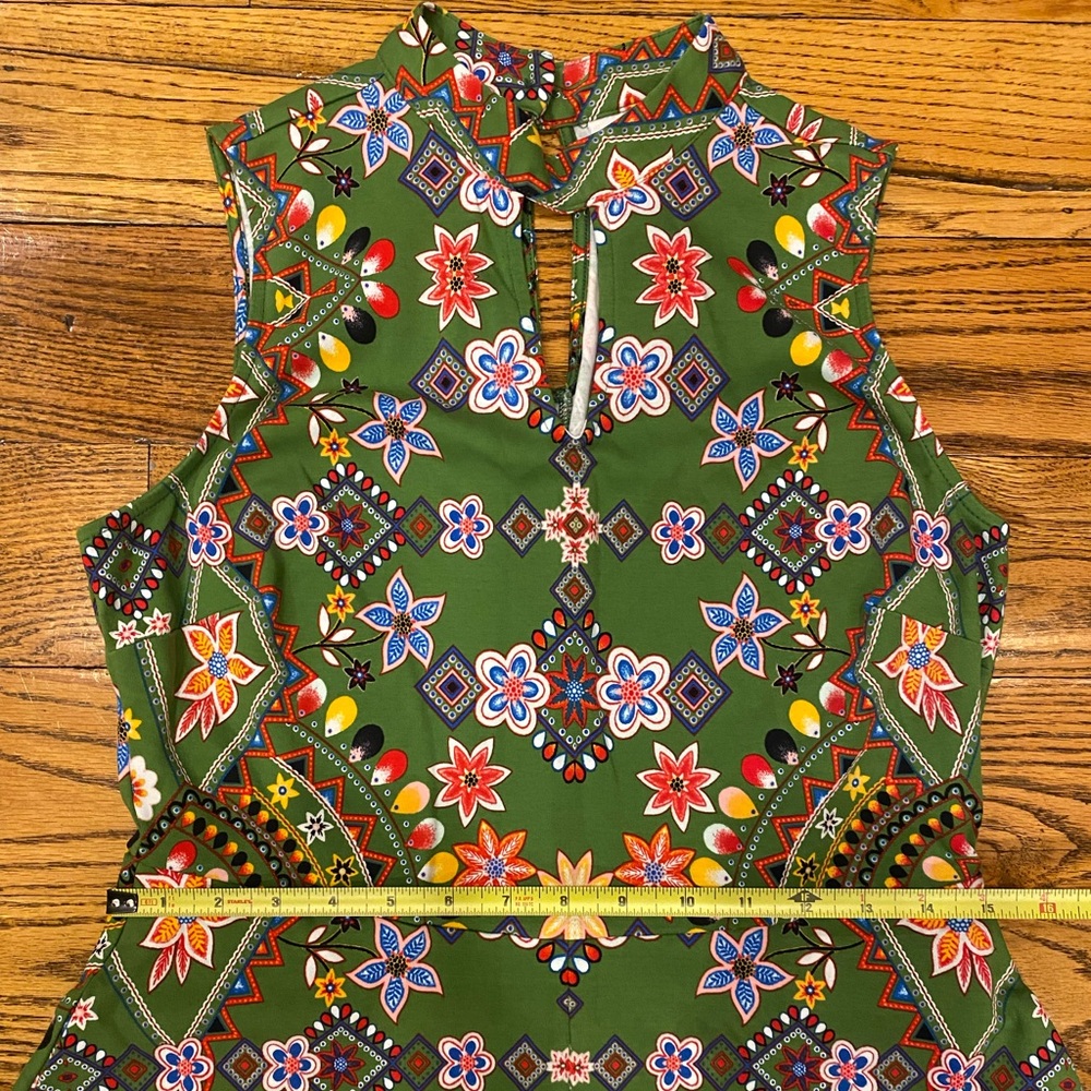 New York & Co. Green Fit & Flare Floral Dress - Size Large - Picture 5 of 8